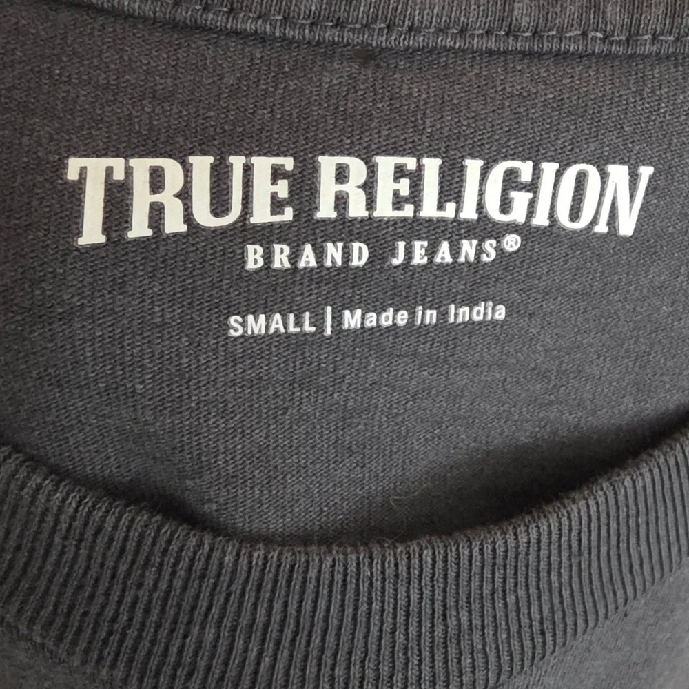 True Religion Long Sleeve T-Shirt Small Blazing Sun Logo‎ Graphic phantom  grey